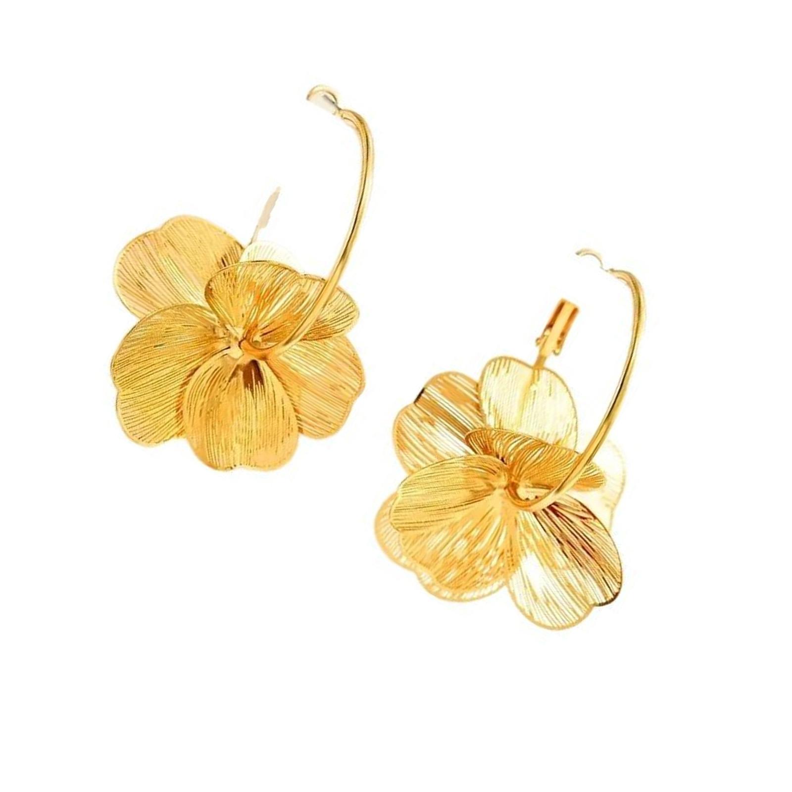 

Gold Alloy Flower Earrings Elegant Oversized Floral Ear Accessories Sweet Style Dainty Accessories For Special Occasions золотой