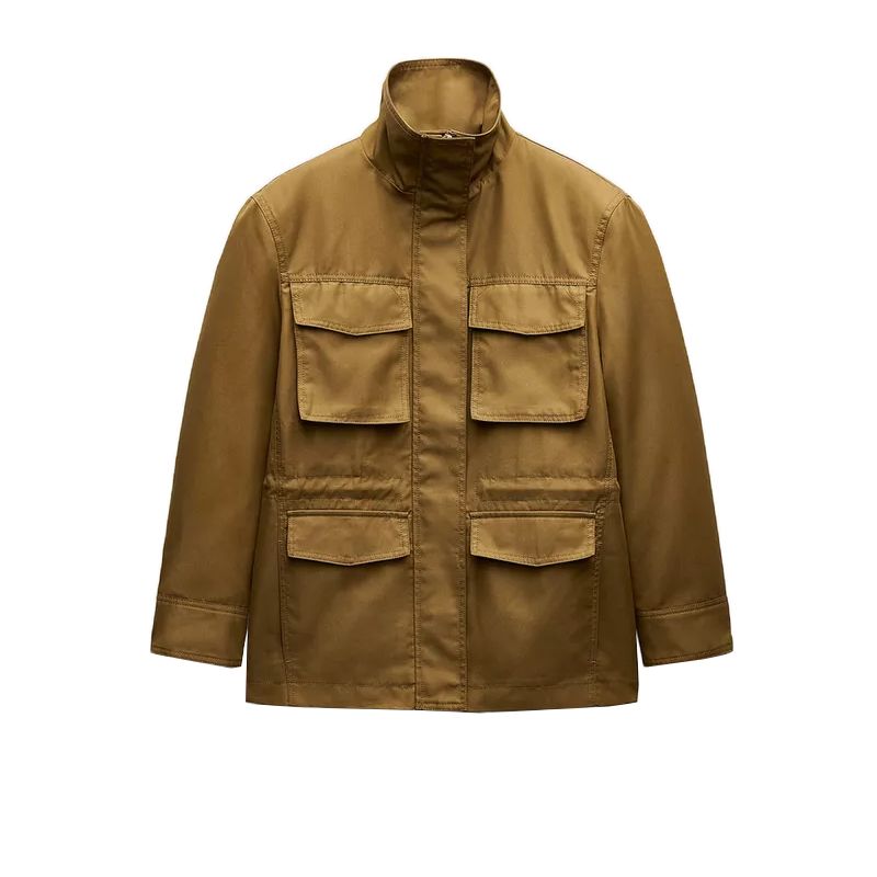 

Осень и Зима Новая женская одежда Европейский и Американский Карго Много карманов Декорация Водолазка Свободная Куртка с длинным рукавом 5320277 Toffee L