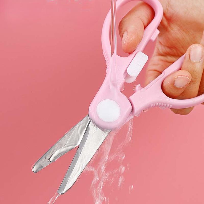 Stainless Steel  Portable Babies Hand Tools ABS Handle Children's Complementary Scissors Kitchen Student Paper Cuttings Tools School Office Stationery