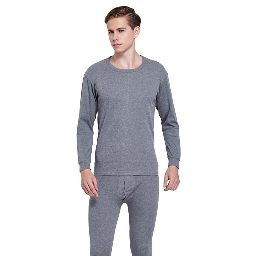 

Мужской теплый комплект для отдыха, топы с длинными рукавами и О-образным вырезом, длинные брюки с эластичной резинкой на талии, однотонная тонкая пижама, комплект из 2 предметов XXL темно-серого