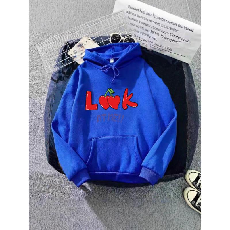 Unisex Autumn/Winter Letter Print Plus Velvet Hooded Sweatshirt