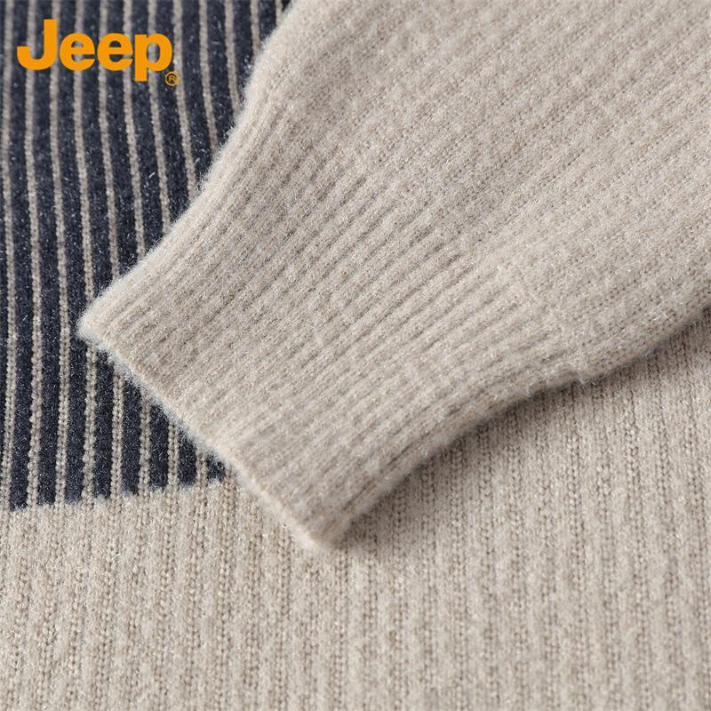 Jeep Men's Casual Color Block Crew Neck Knit Sweater