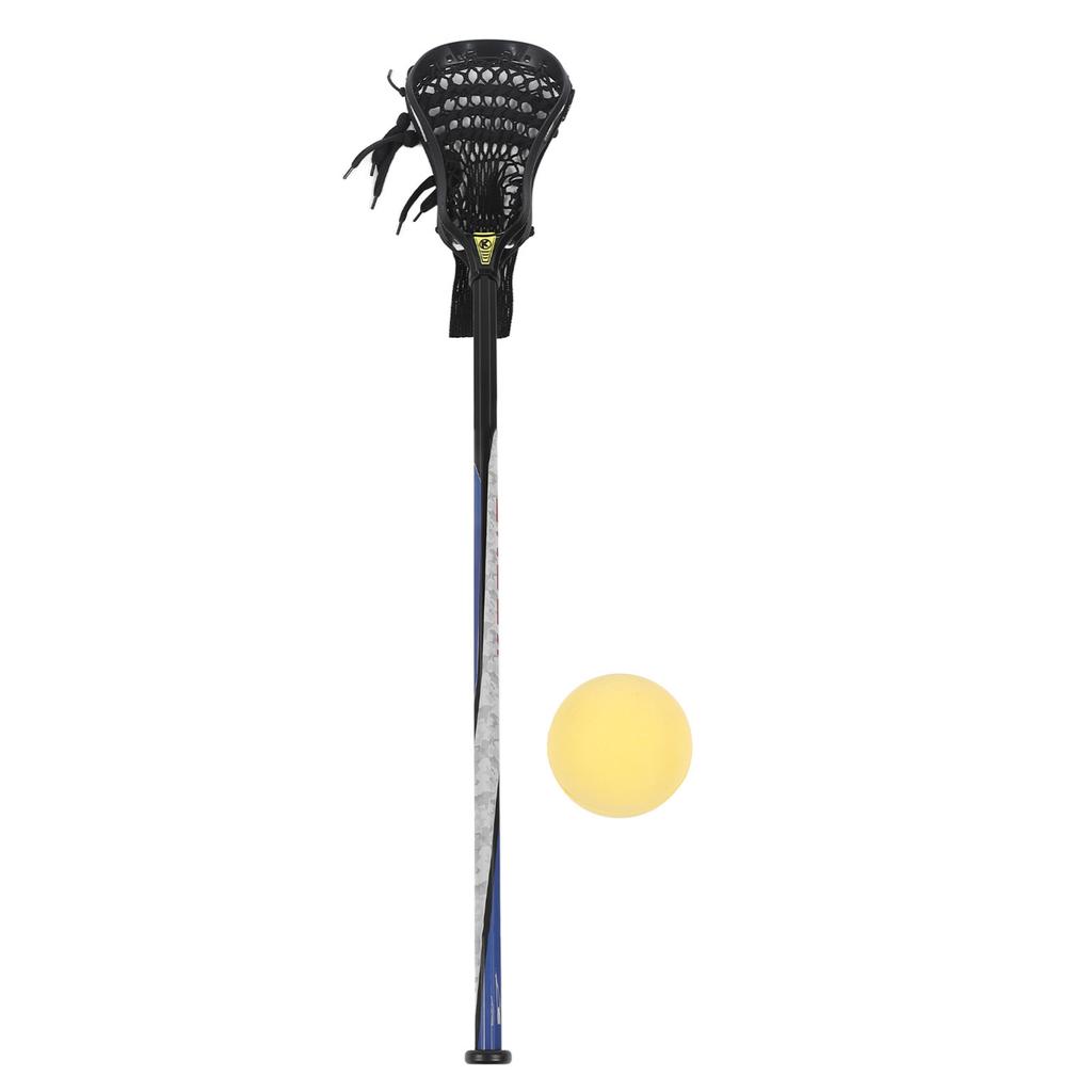 Boys Lacrosse Stick Set Complete 30in with Ball Non Falling Tail Cap Outdoor Team Sports Player Equipment Black Mesh