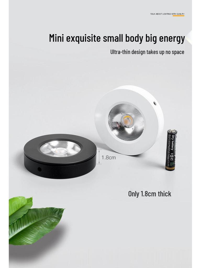 Three Pines Ultra-Thin LED Surface-Mounted Mini Spotlight for Ceiling, Wine Cabinet, and Wardrobe