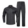 Mens Tactical Camouflage Uniform Set Long Sleeve Outdoor Training Suit Durable Cotton Blend Black