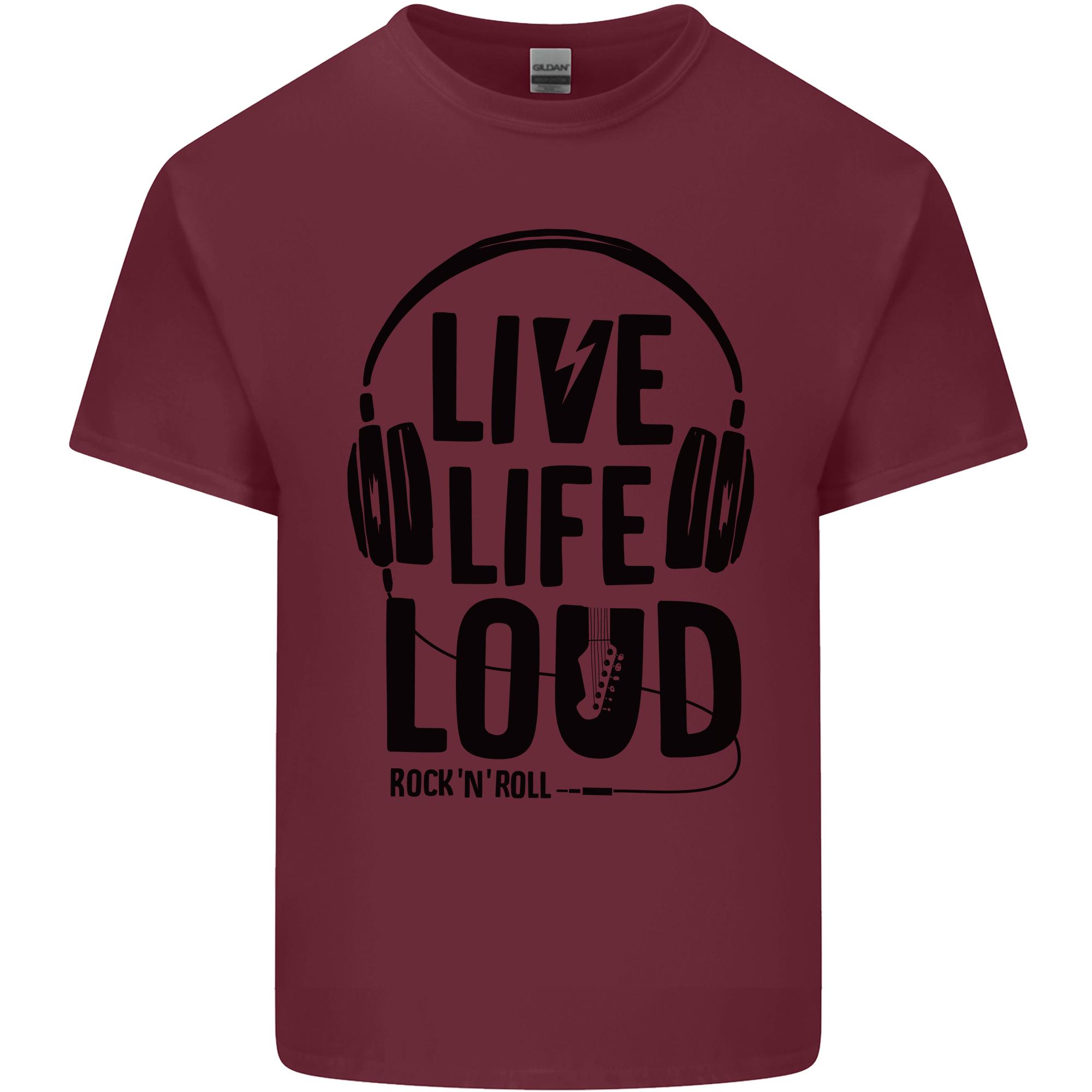 Live Life Loud Rock n Roll Guitar Music Unisexs Light Cotton TShirt S