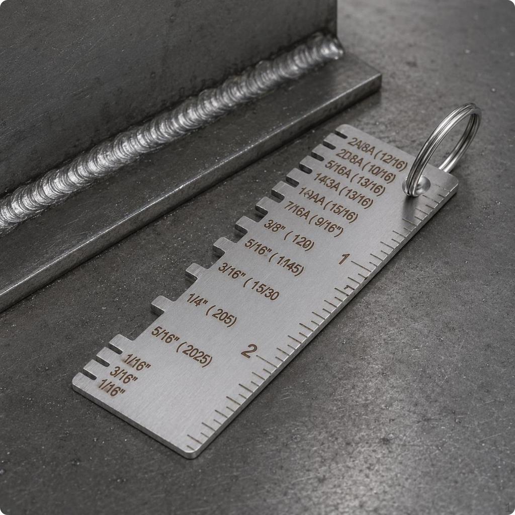 Weld Inspection Gauge Measurement Markings Metal Joining Seam Brushed Silver