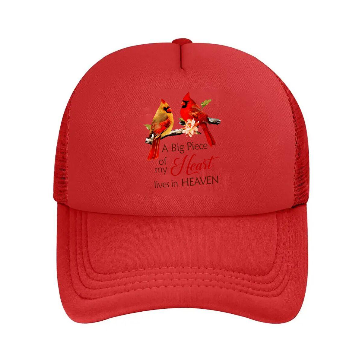 Cardinals Flower Heart Heaven Art Print Mesh Baseball Cap Hip Hop Adjustable