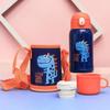 Cartoon Children's Straw Water Cup Strap Bouncing Cup Children's Vacuum Double-lid Double-layer Stainless Steel Vacuum Flask