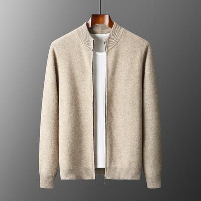Merinowolle Herren Warmer Pullover Stehkragen Verdickte Strickjacke mit Reißverschluss Herbst Winter Kaschmir Gestrickt Langarm Oberteile