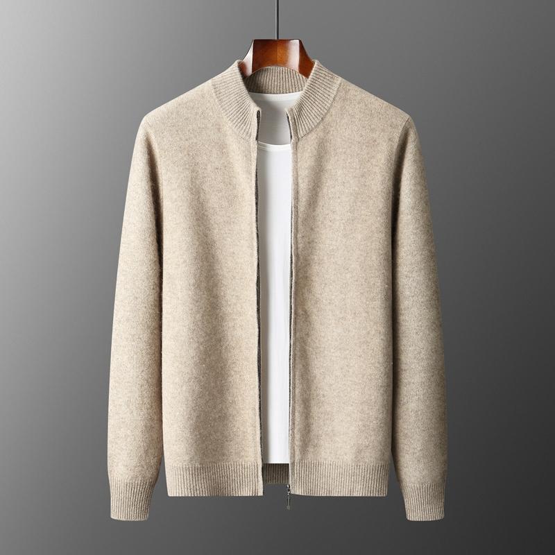 

Merino Wool Men s Warm Sweater Mock Collar Thickened Zippered Cardigan Autumn Winter Cashmere Knitted Long Sleeve Tops XS синій