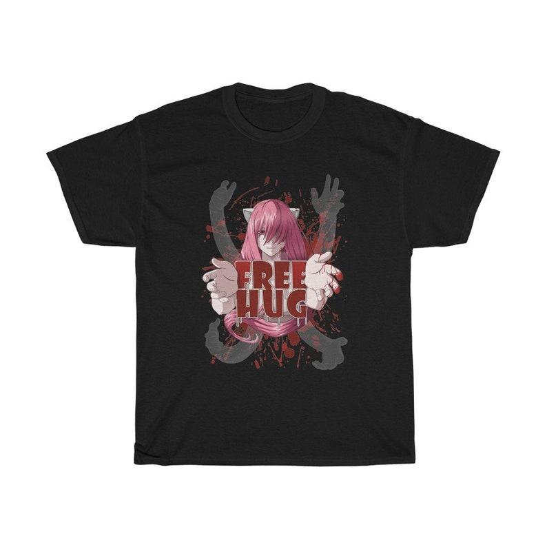 Elfen Lied Lucy Nyu Free Hugs Graphic TShirt Unisex Diclonius Queen Anime Streetwear Fan Gift Women And Unisex TShirt S