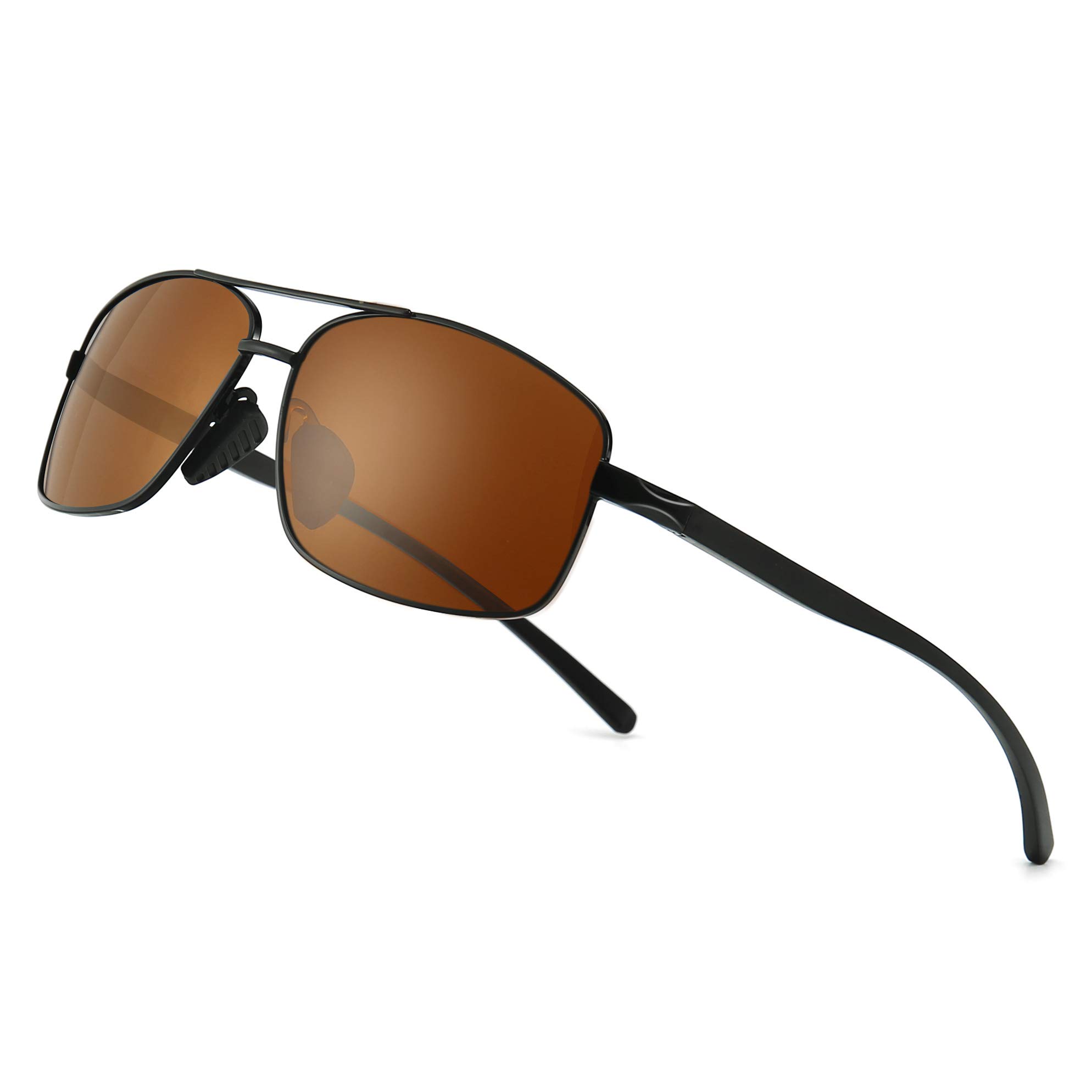 

Ультралегкие квадратные поляризованные солнцезащитные очки UV400 Cut Metal Frame Frame Brown SGT458HEKC JP [SUNGAIT] Мужские (Черные линзы)