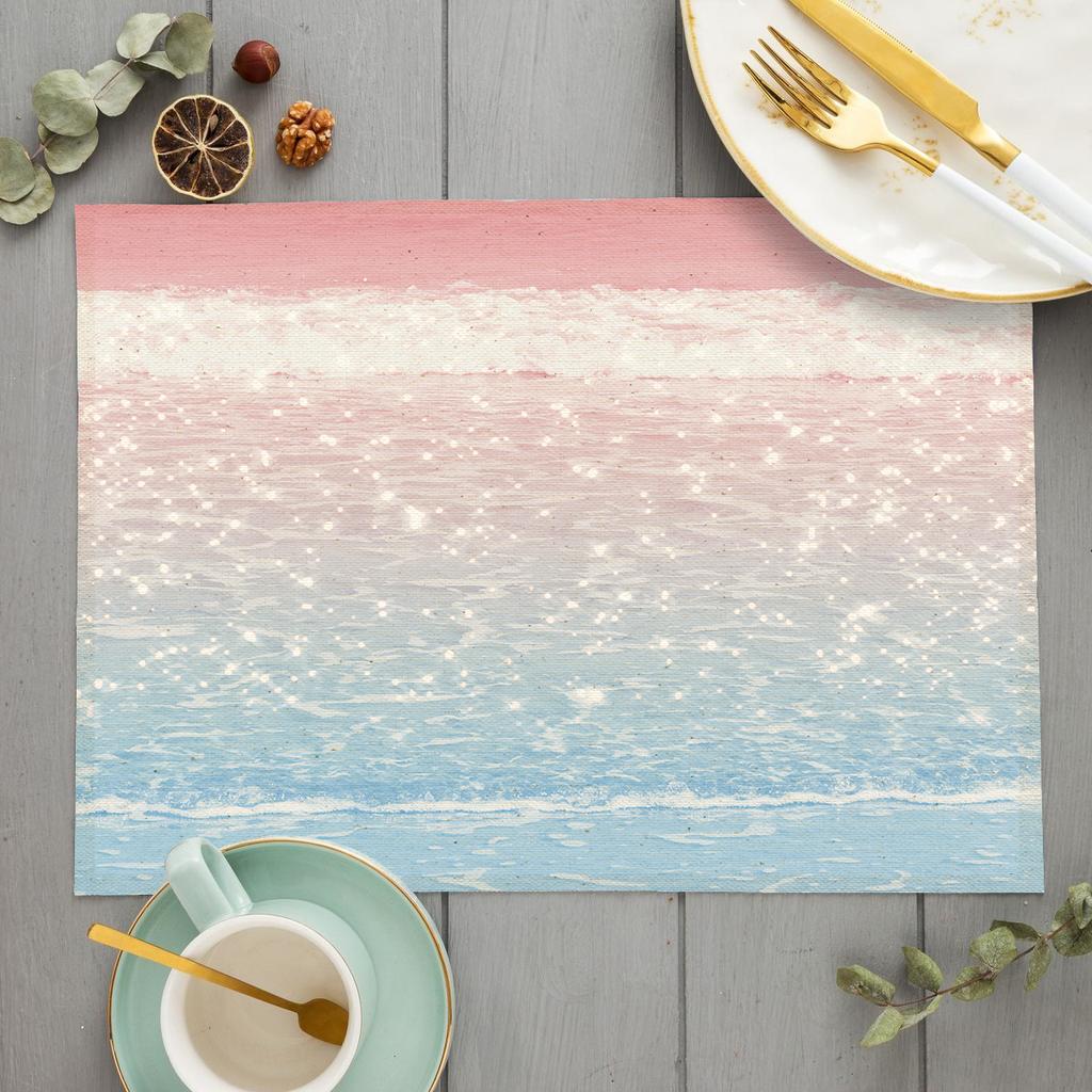 Beach Starfish Placemat Summer Vibe Vacation Kitchen Decor Linen Dining Table Coaster Pad Bowl Coffee Cup Mats Tablecloth