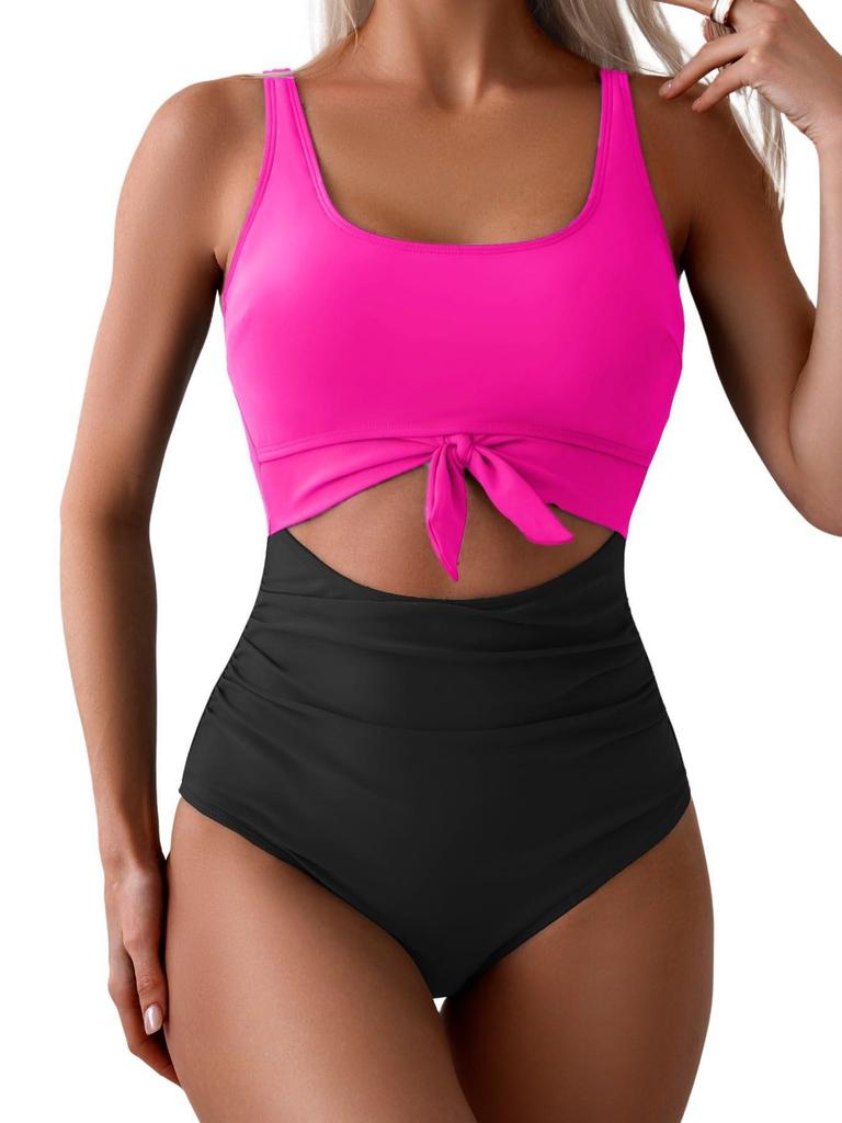 2025 Sexy rückenfreier einteiliger Badeanzug: Einfarbig, Aushöhlendesign für Damen