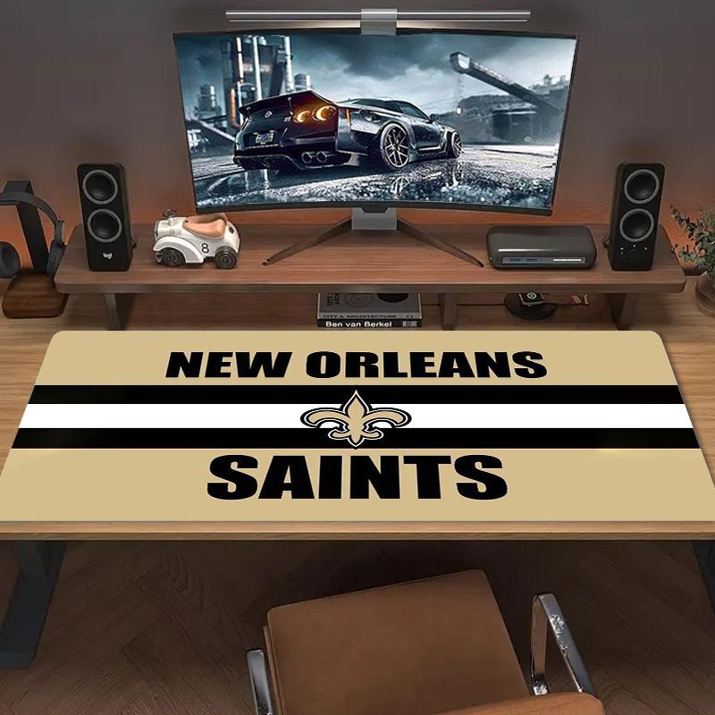 New Orleans Saints Farb-Mauspad Großes Gaming-Tischkissen Rutschfestes Laptop-Tablet Großes Mauspads XXL Matte Mini-PC Spielmatte Mit Verriegeltem Rand
