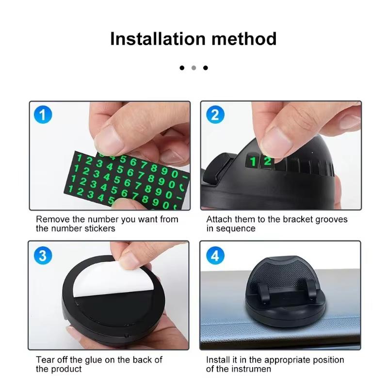 360° Rotatable Car Dashboard Phone Holder Set with Temporary Parking Number Plate Suction Cup Anti-Slip Phone Holder
