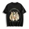 Kittysdreaming Cat Print T-shirt Cute Four Kitten Graphic Casual Crewneck Tee For Men Women Pure Cotton T-shirt