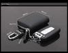 Lychee Grain Cowhide Key Case with Zipper - Pure Black