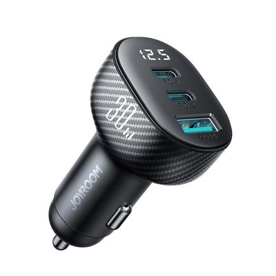 Car Charger with Display 2x USBC USBA 30W Black