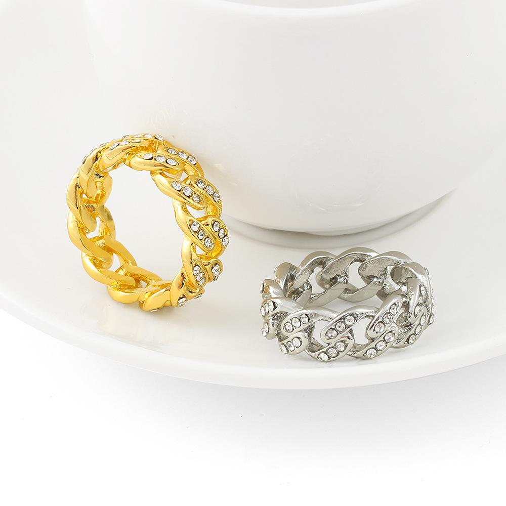 European and American Fashion Micro-embedded Hip-hop Cuban Ring Hip-hop Closed Ring Ring Fashion