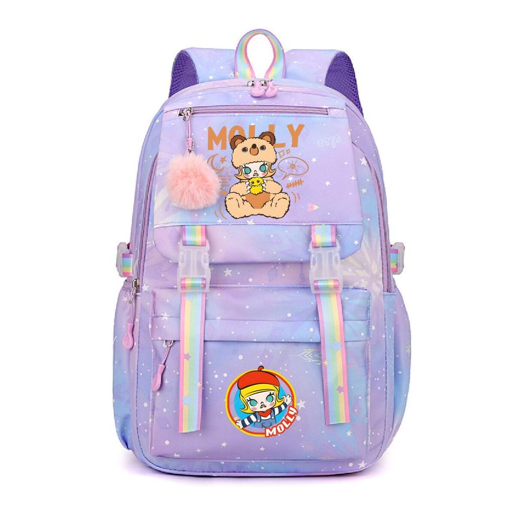 Nova mochila pequena e fofa com estampa de desenho animado da Molly, fresca, de grande capacidade, bolsa escolar