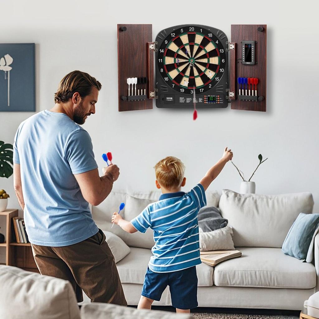 Dartboard and Cabinet Set Complete with All Accessories Easy Assembly
