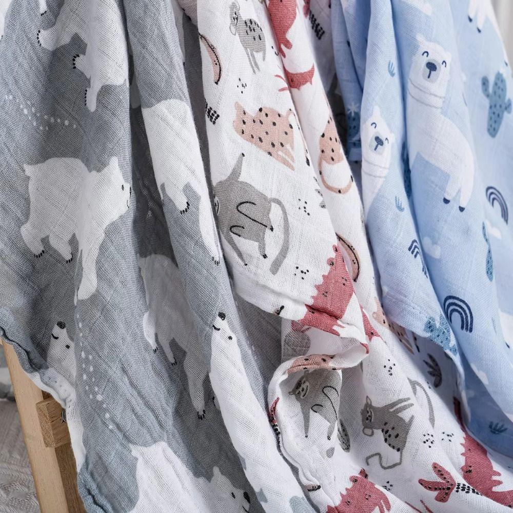Cartoon Print Baby Swaddle Blanket Cotton Baby Stroller Cover Baby Wrap Sleeping Bag  Infant Bath
