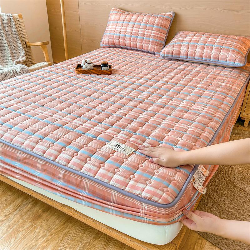 Unprinted Cotton Mattress Three-piece Set of Padded Cotton Thickened All-inclusive Simmons Mattress Protective Cover Non-slip