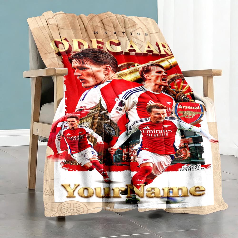 Arsenal Customize Your Name Blanket Cozy Customizable Blanket Soft Warm Cozy for Picnics Office Bed Home Decor Ideal for All Seasons