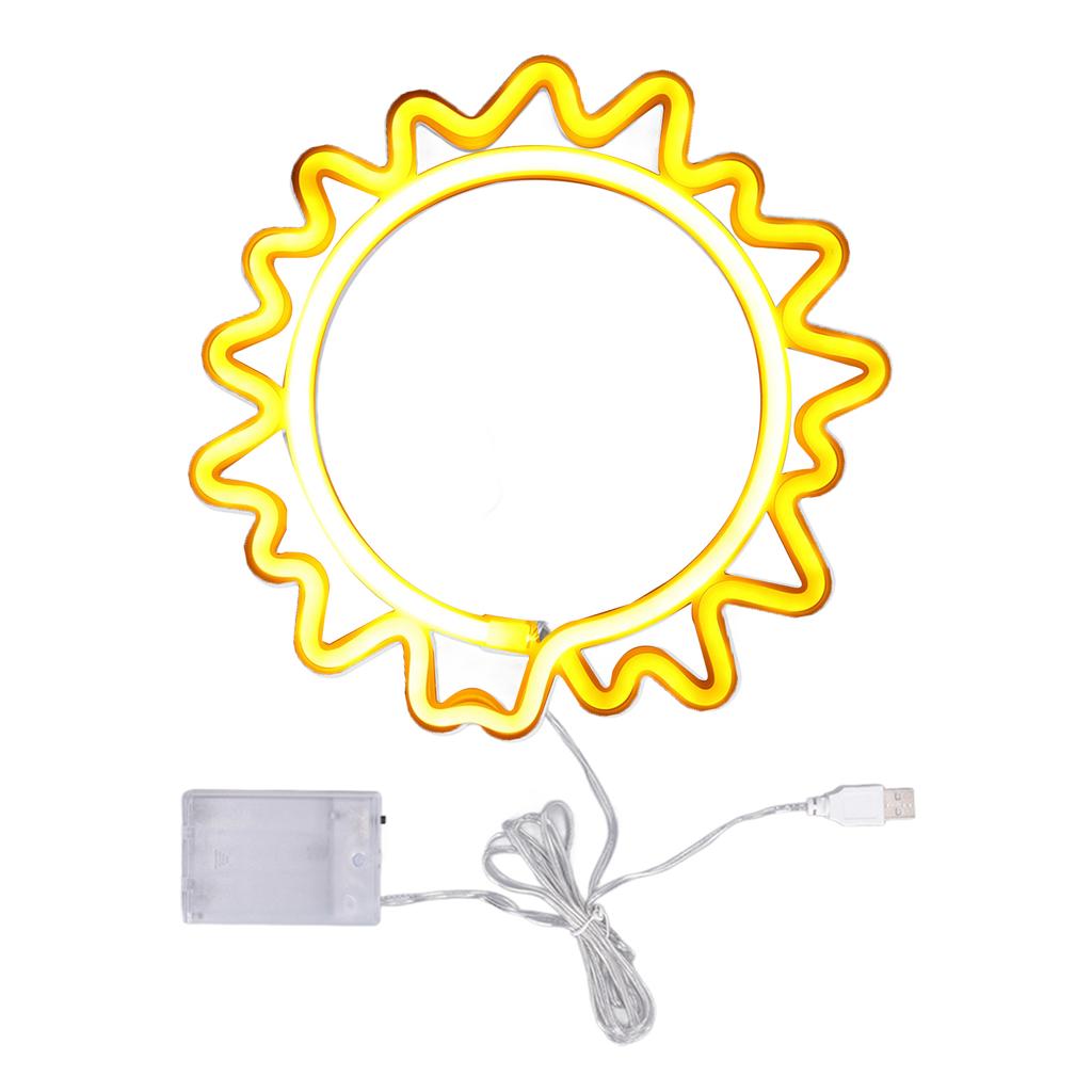 Sun Neon Light Sign USB Rechargeable Battery Operated LED Neon Sunflower Wall Decoration Light for