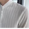 Men's Clothing Spring Autumn Solid Color Long Sleeve Round Neck Button Up Cardigan Shirt Preppy Style Boyfriend Classic Tops