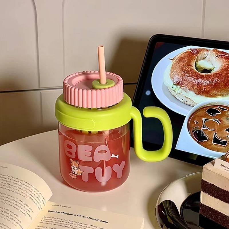 

Бутылка для воды для детей, студенток, высокого внешнего вида, стеклянная бутылка для воды, большая емкость, бутылка для воды с соломинкой 900ml зелёный