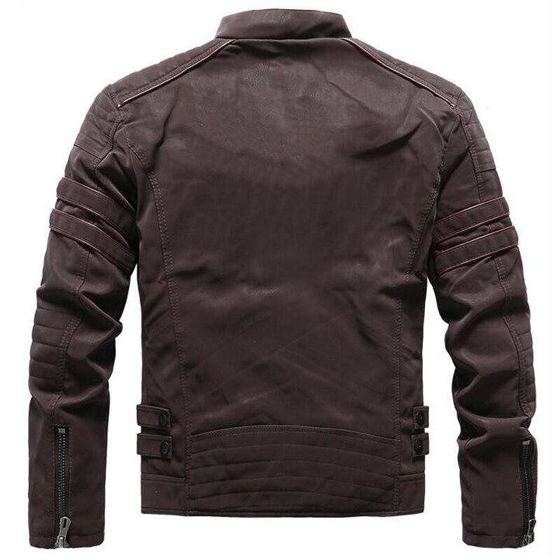 Autumn Winter Leather Jackets Men Fashion Stand Collar Biker Motorcycle Jacket Mens Casual Zipper Washed Retro PU Leather Coats