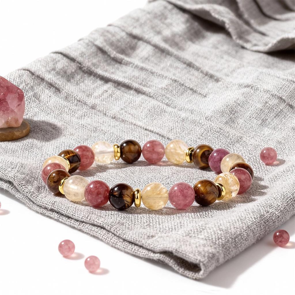 Original Design Jewelry Stone European and American Natural Crystal Bracelet Citrine Tiger Eye Crystal Bracelet