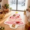 Pink Christmas Tree Shaped Door Mat, Soft And Non Slip Floor Mat, Entrance Candy Tree Pattern Carpet, Home Decoration