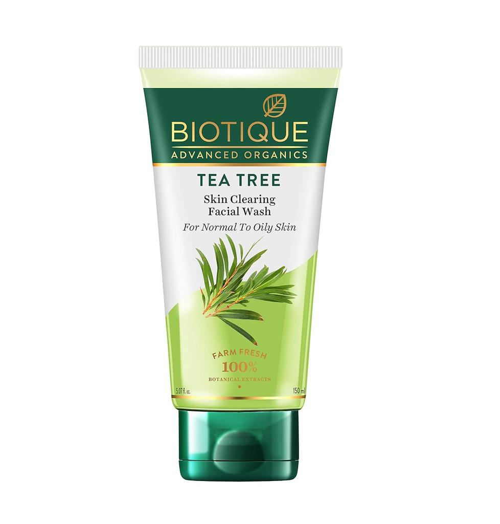 Biotique Tea Tree Face Wash 150ml For Acne & Oily Skin – Deep Cleansing, Paraben Free, SLS Free, Redness Relief