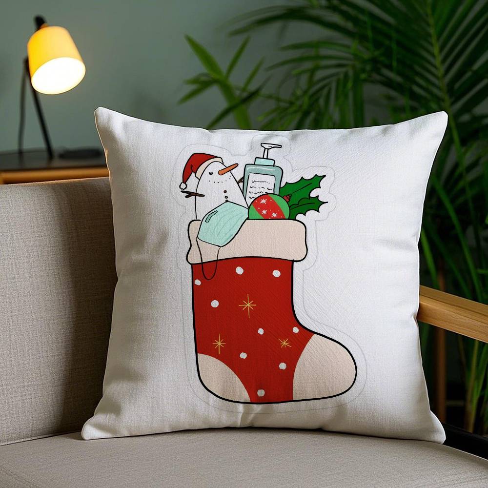 

Red Socks Merry Chrismas Pillow Case Antidustmite Invisible zipper Sofa Bed 30X30cm