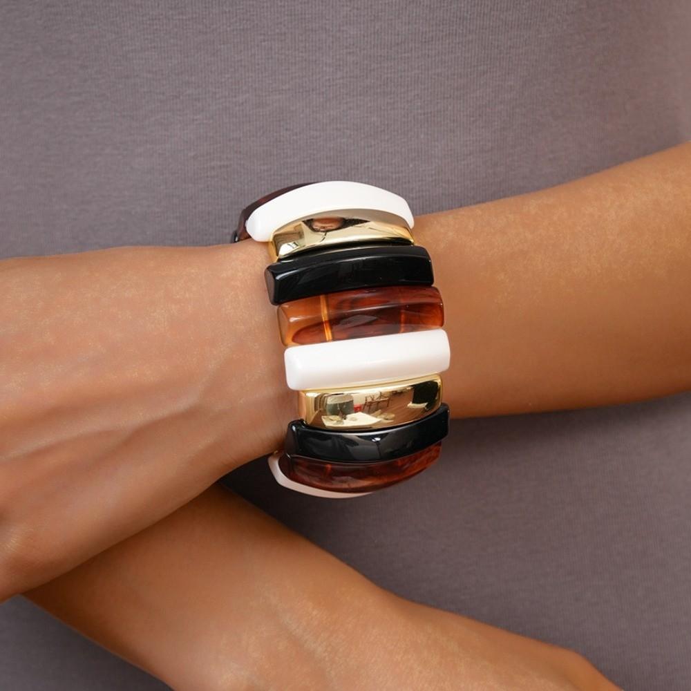 Wide Acrylic Bangle Geometric Retro Hand Ring Creative Exaggerated Bracelet  Girls