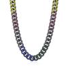 JEWELRY TAKEDA Iced Out Rainbow Cuban Chain Necklace with Black Wide Streetwear 14mm Length Rhinestones, Plated, Chain, Men's Accessory, Width,