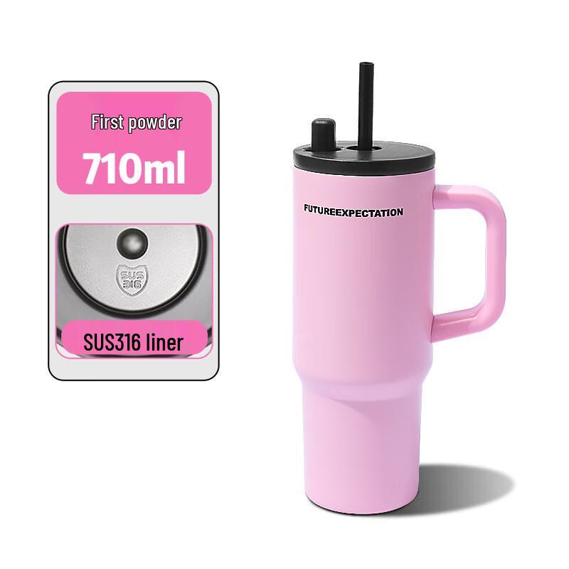 Portable Ice Tumbler with Handle and Straw