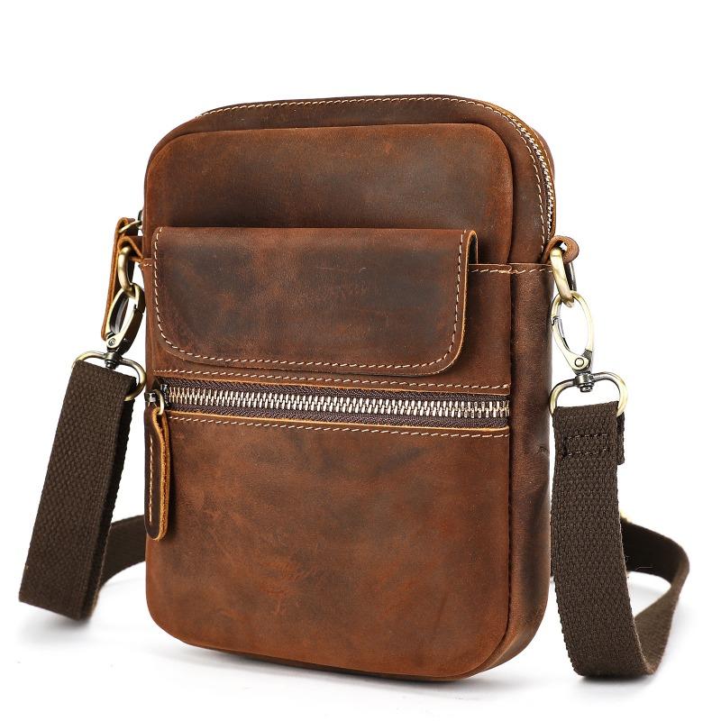 Echtleder Umhängetasche Retro Lässige Umhängetasche Outdoor Tragbare Aufbewahrungstasche Kleine Umhängetasche