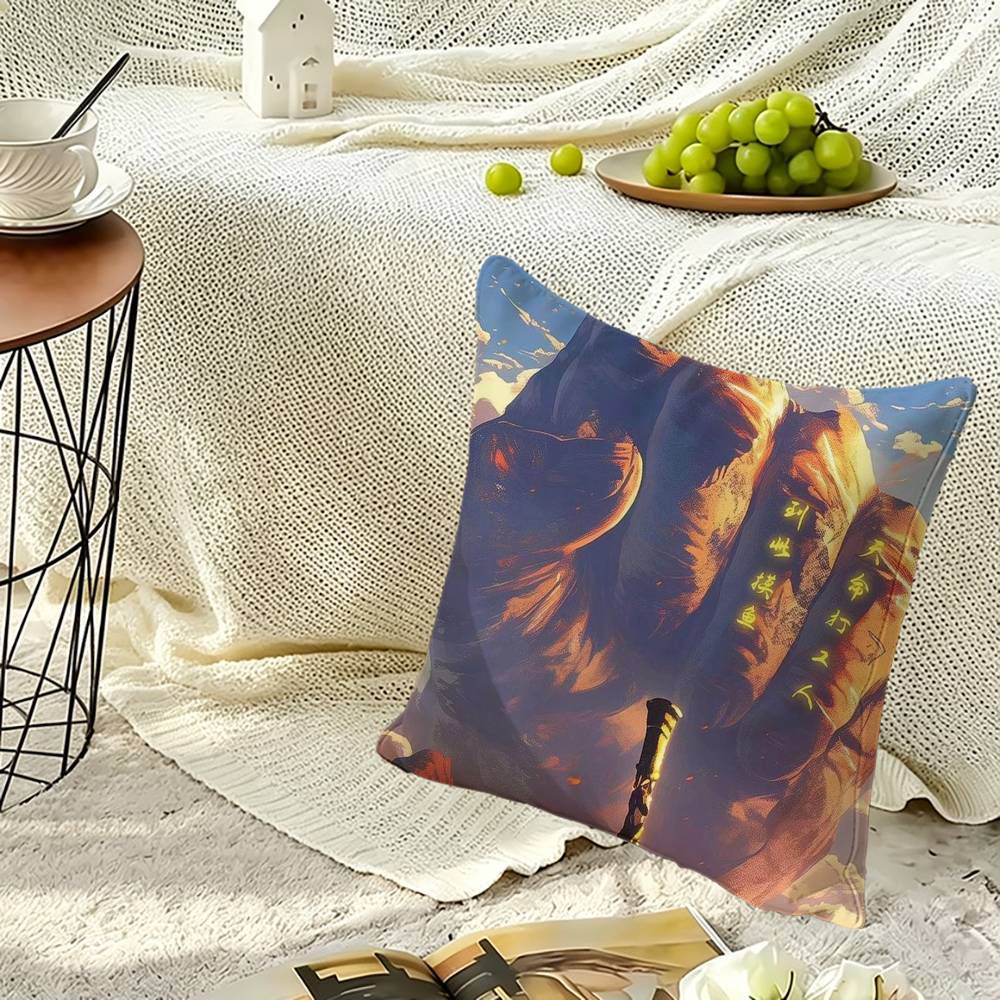 Journey to the West Soft Pillow Shell For Sofa Living Space Bedroom Headboard Backrest Square Cushion Cozy