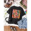 Trendy Art Floral Postage Stamp Print T-Shirt Retro Colorful Flower Stamp Graphic Short Sleeve for Men Women