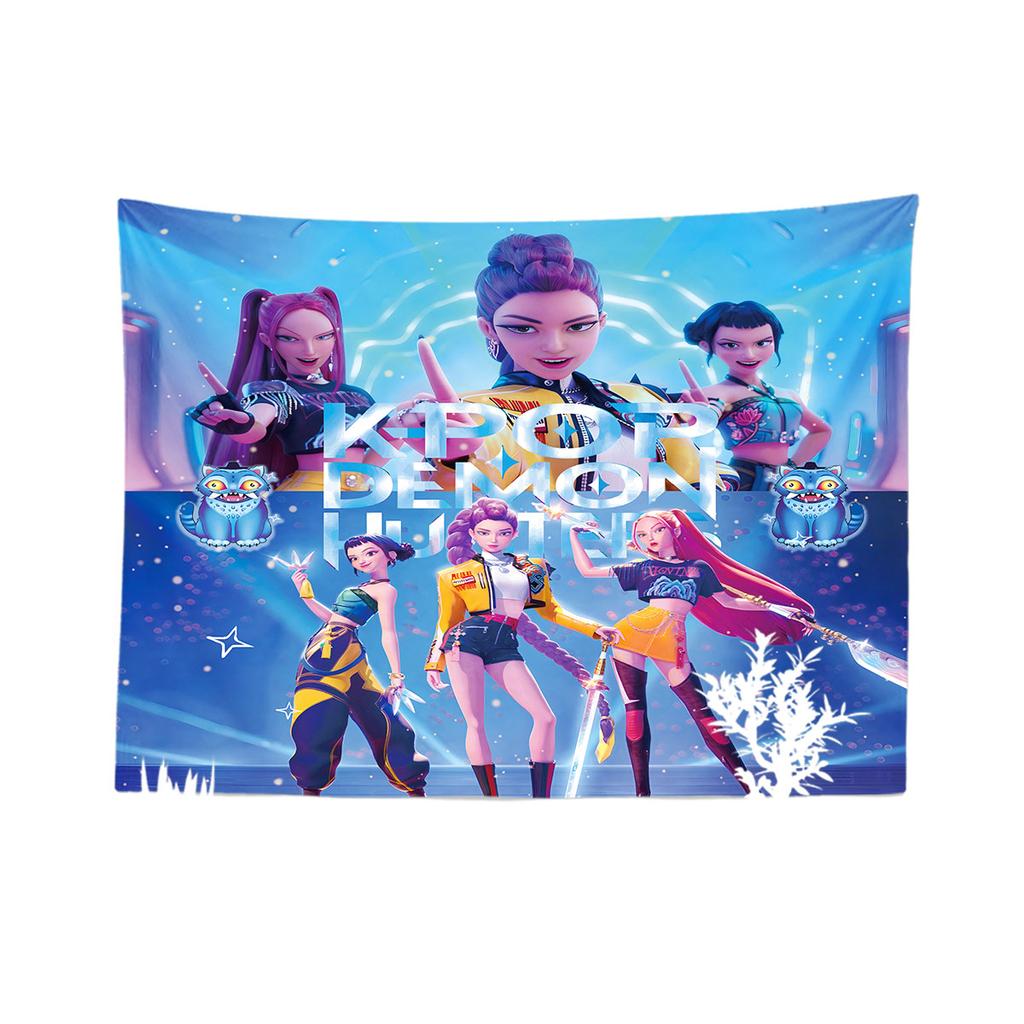 1 K-Pop Demon Hunters Print Tapestry Multi Size Living Room Wall Art Decoration Background Cloth Machine Washable Space Pendan