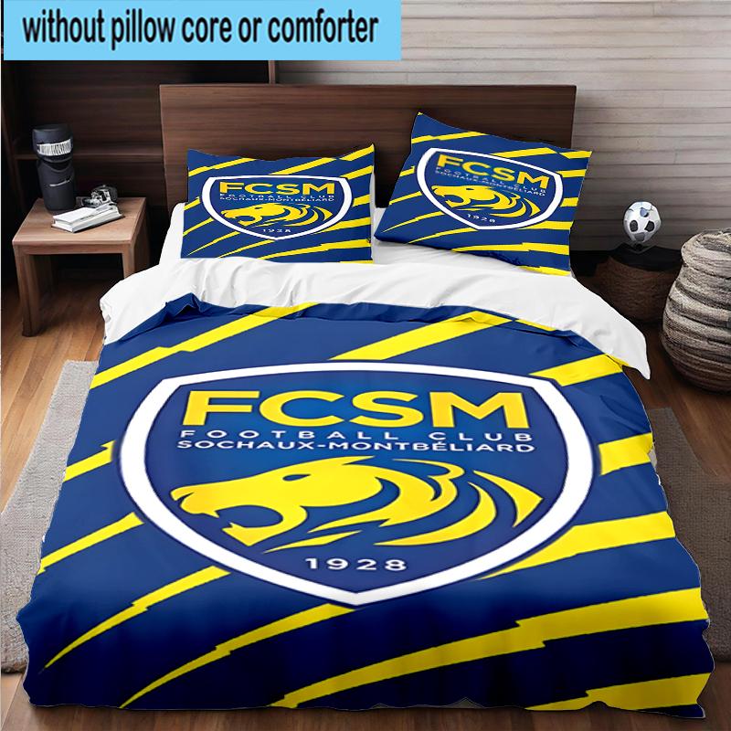 3PCS Fcsm Football Club Emblem Bedding Set,Including 1pc Duvet Cover And 2pcs Pillowcases Perfect for Bedroom, Dormitory, Fan Christmas Gift