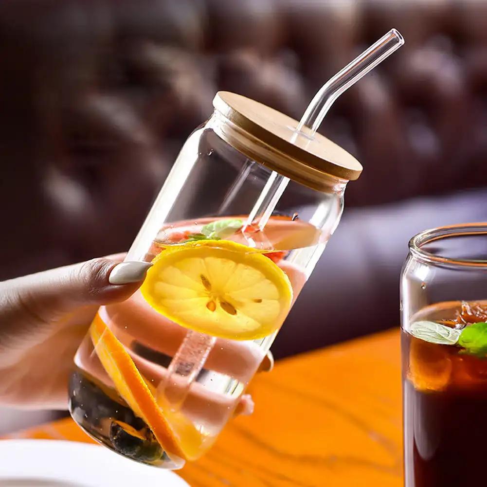 550ml/350ml Bubble Tea Cup Glass Cup Glasses With Lid And Straw Beer Mug Drinkware Cute Coffee Mug Milk Cups Kawaii Boba Cup