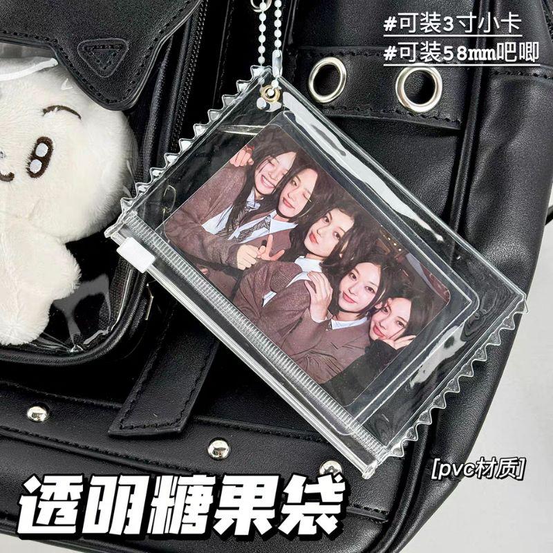 INS Transparent Candy Bag Badge Holder Korean Photocard Holder Display Bag Pendant Idol Photo Card Protective Cover Card Holder
