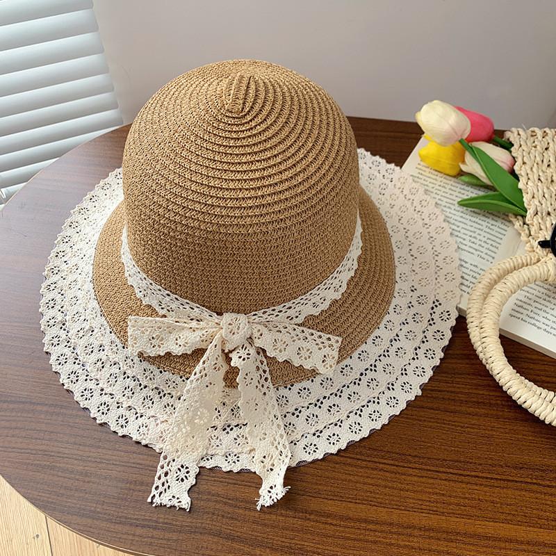 Fashionable Straw Hat For Women With Butterfly Bow Fringes And Geometric Patterns