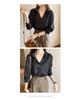 Spring Korean Style Solid Color Long Sleeve Overlap Shirt for Women
